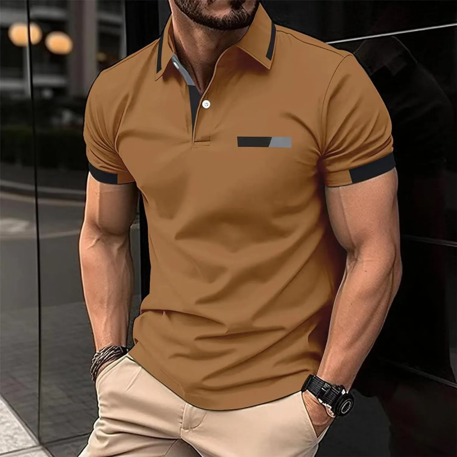 Ymosrh Men's Big and Tall Polo Shirts Golf Tennis Shirt Short Sleeve Casual Work T-Shirt Shirts for Men, M-3XL