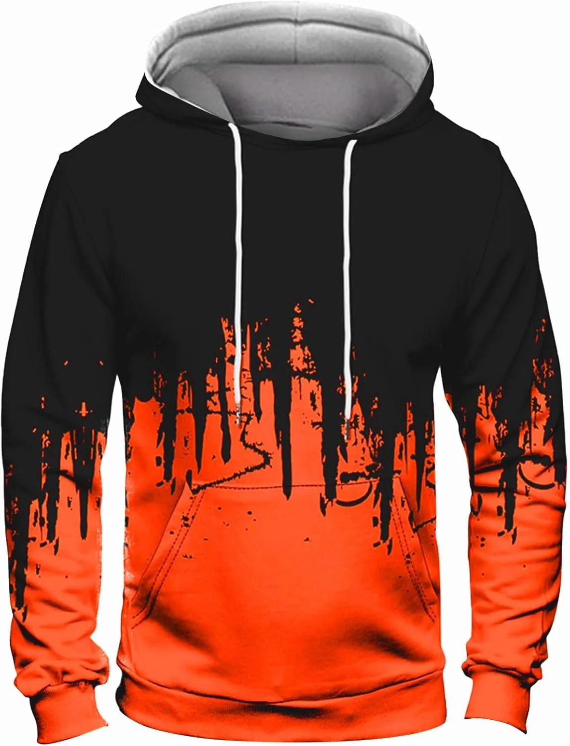 Ymosrh Mens Fleece Hoodies Men Gradient Color Pullover Long Sleeve Hooded Sweatshirt Tops Blouse Hoodies Pullover