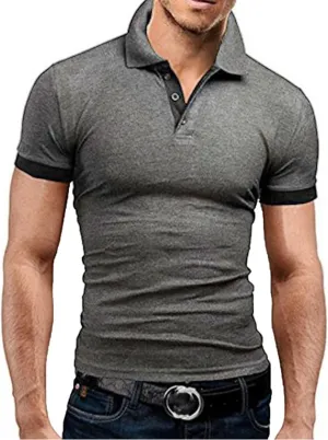 Ymosrh Men's Polo Shirt Slim Fit Shirts Short Sleeve Performance Golf Shirts Casual T Shirt, S-5XL