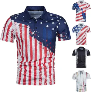 Ymosrh Men's Polo Shirts Short Sleeve Graphic Golf Shirts Casual Button Down T Shirt Business Casual Shirts, M-5XL