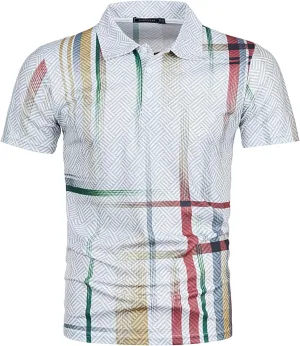 Ymosrh Men's Polo Shirts Short Sleeve Graphic Golf Shirts Casual Button Down T Shirt Business Casual Shirts, M-5XL