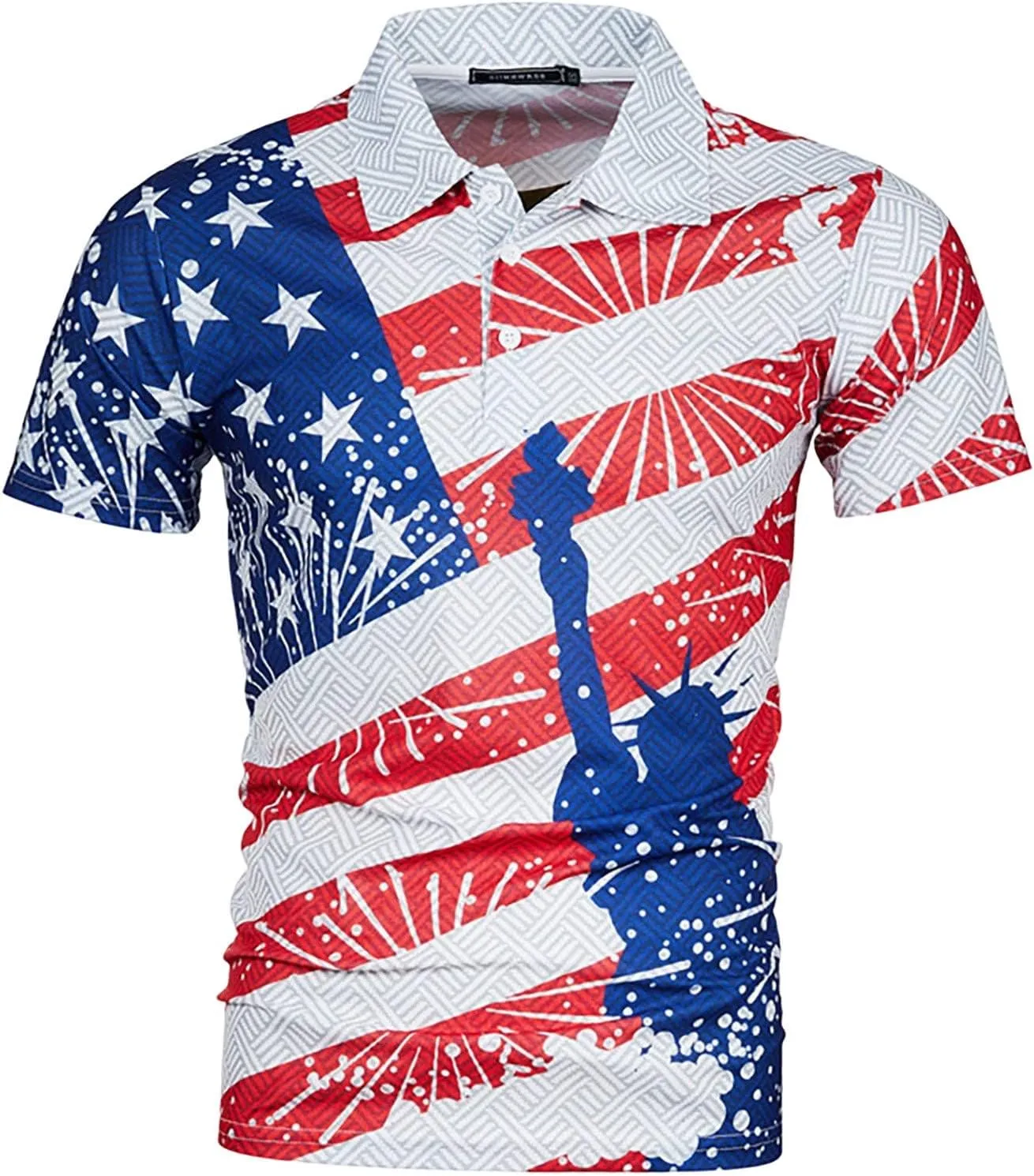 Ymosrh Men's Polo Shirts Short Sleeve Graphic Golf Shirts Casual Button Down T Shirt Business Casual Shirts, M-5XL