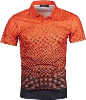Ymosrh Men's Polo Shirts Short Sleeve Graphic Golf Shirts Casual Button Down T Shirt Business Casual Shirts, M-5XL