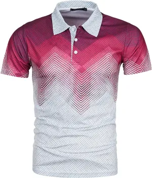 Ymosrh Men's Polo Shirts Short Sleeve Graphic Golf Shirts Casual Button Down T Shirt Business Casual Shirts, M-5XL