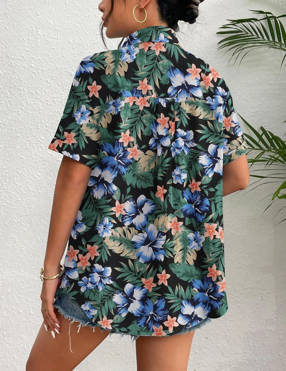 Zeagoo Womens Button Down Linen Shirt Short Sleeve Cotton Blouse Summer Casual Loose Fit Beach Tops S-2XL