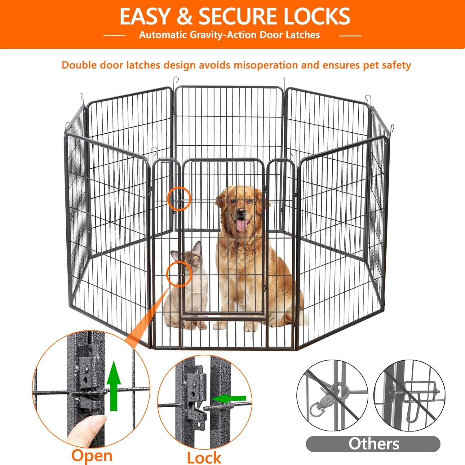 ZENY™ Dog Playpen Indoor Pet Dog Fence 8 Panels 40" Height Metal Dog Pen Outdoor Pet Puppy Exercise Pen with Doors for Medium Large Dogs