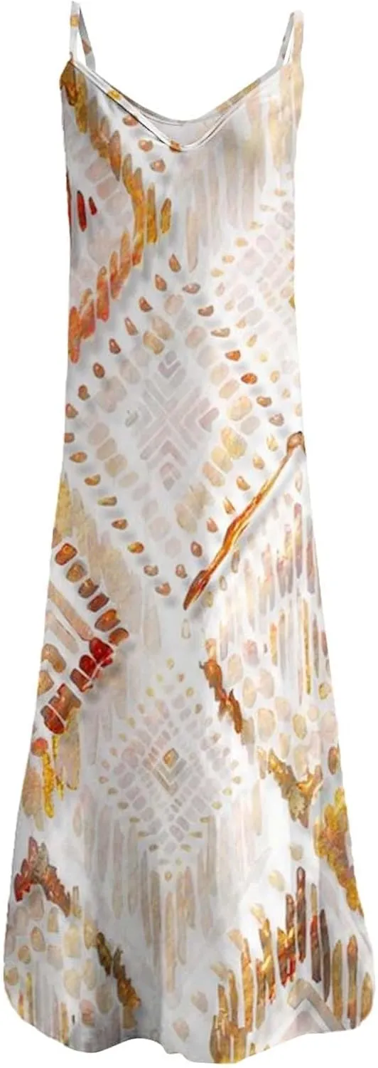 ZYXTIM Women's Summer Casual Sleeveless Beach Dress V Neck Printed Casual Loose Long Maxi Dress Holiday Flowy Swing Dress