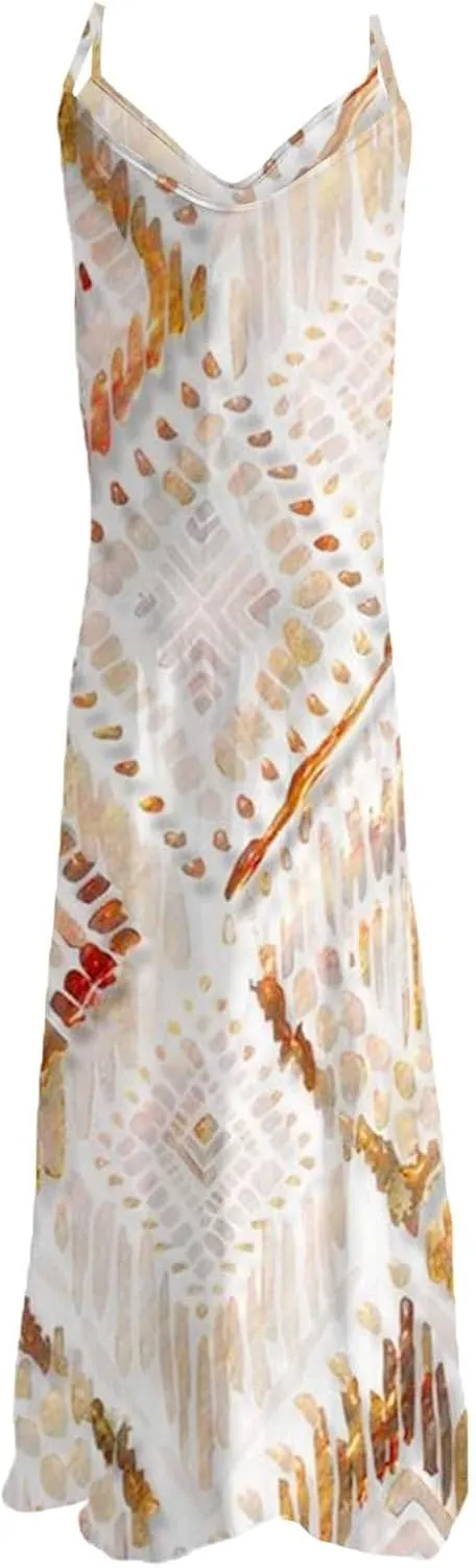 ZYXTIM Women's Summer Casual Sleeveless Beach Dress V Neck Printed Casual Loose Long Maxi Dress Holiday Flowy Swing Dress